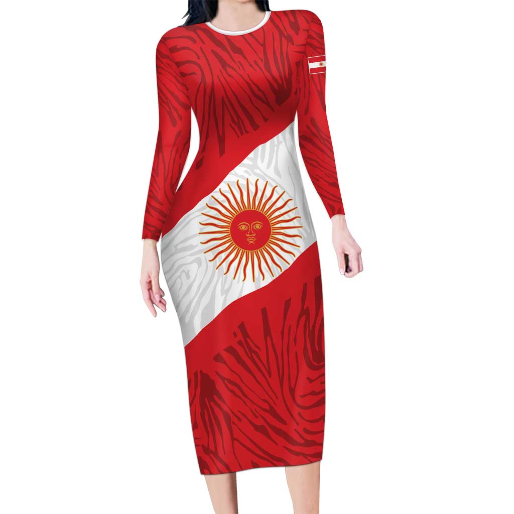 Personalized Peru Inti Long Sleeve Bodycon Dress 1822 Flag Stylized