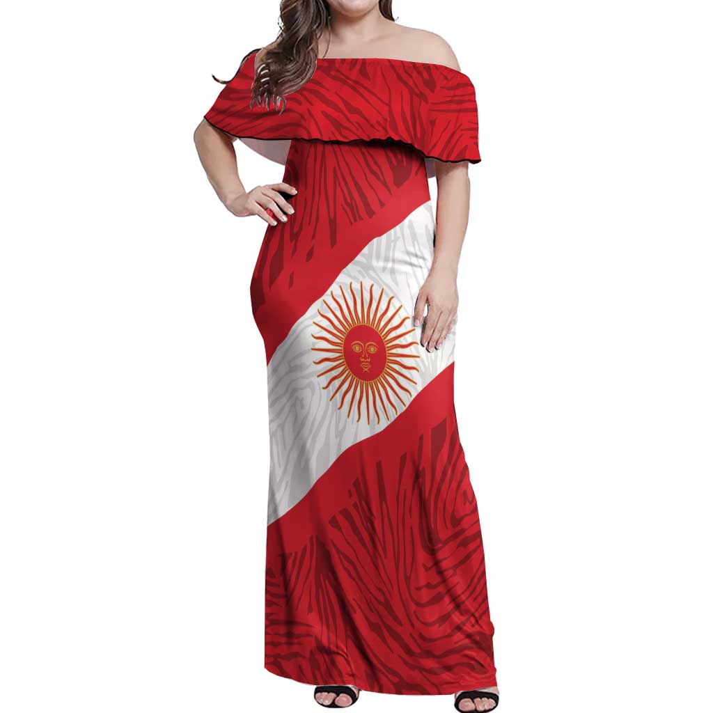 Personalized Peru Inti Off Shoulder Maxi Dress 1822 Flag Stylized