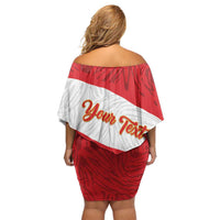 Personalized Peru Inti Off Shoulder Short Dress 1822 Flag Stylized
