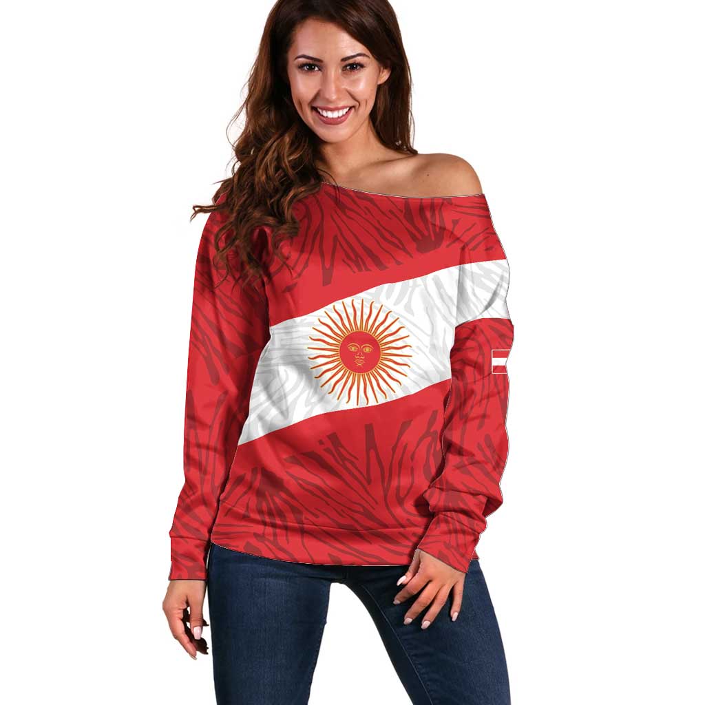 Personalized Peru Inti Off Shoulder Sweater 1822 Flag Stylized