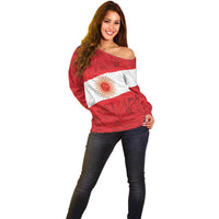 Personalized Peru Inti Off Shoulder Sweater 1822 Flag Stylized
