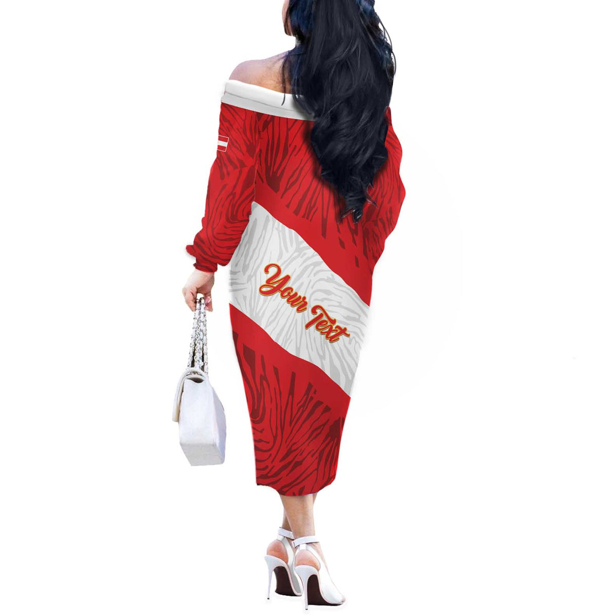 Personalized Peru Inti Off The Shoulder Long Sleeve Dress 1822 Flag Stylized
