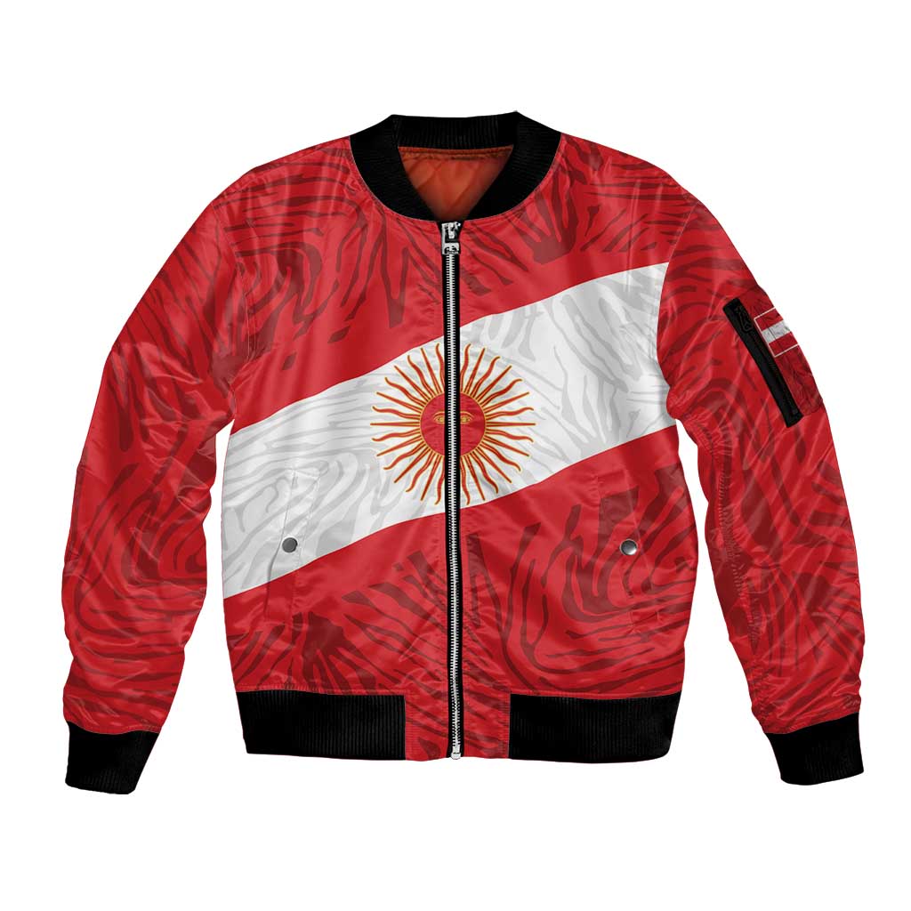 Personalized Peru Inti Sleeve Zip Bomber Jacket 1822 Flag Stylized