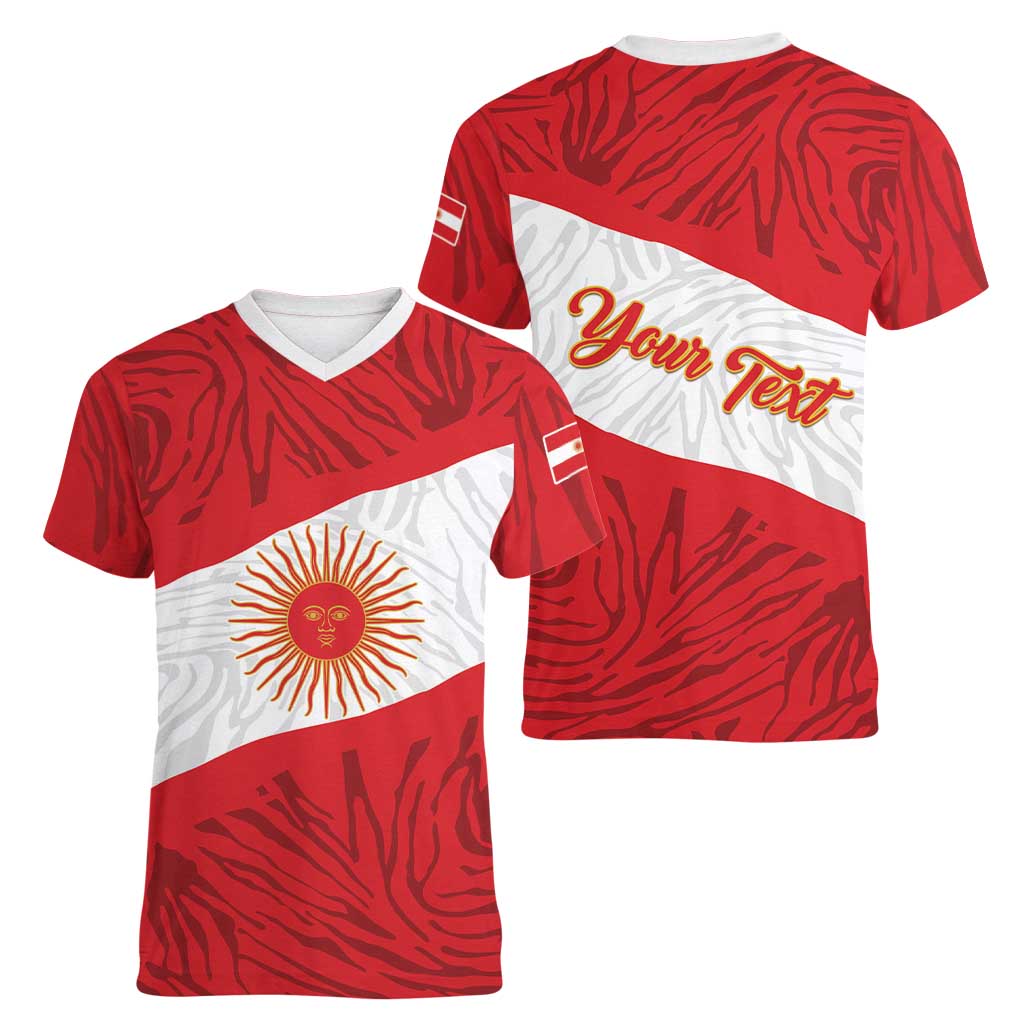 Personalized Peru Inti Women V-Neck T-Shirt 1822 Flag Stylized