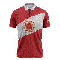 Personalized Peru Inti Zipper Polo Shirt 1822 Flag Stylized