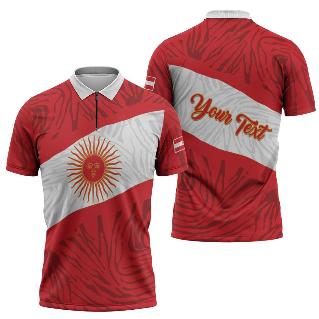 Personalized Peru Inti Zipper Polo Shirt 1822 Flag Stylized