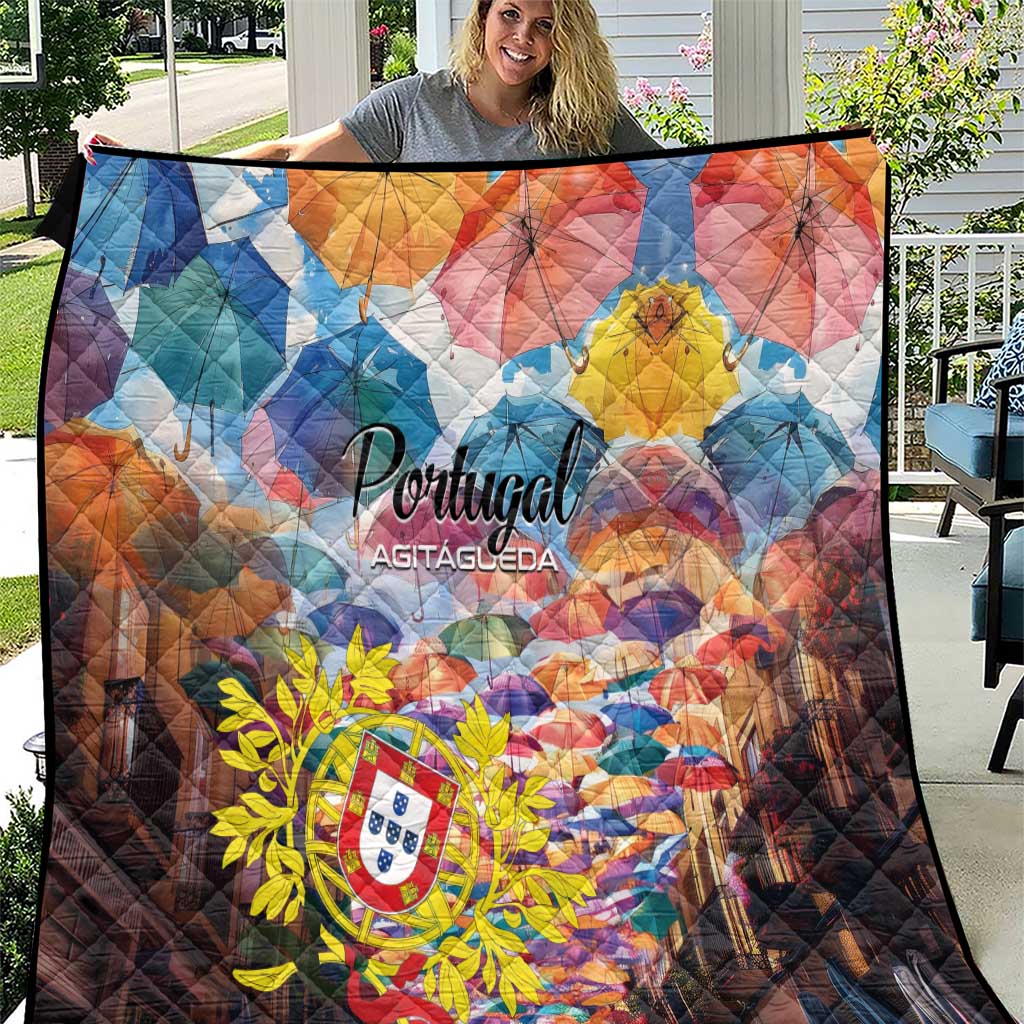 AgitAgueda Portugal Quilt Colorful Umbrella Sky - Wonder Print Shop