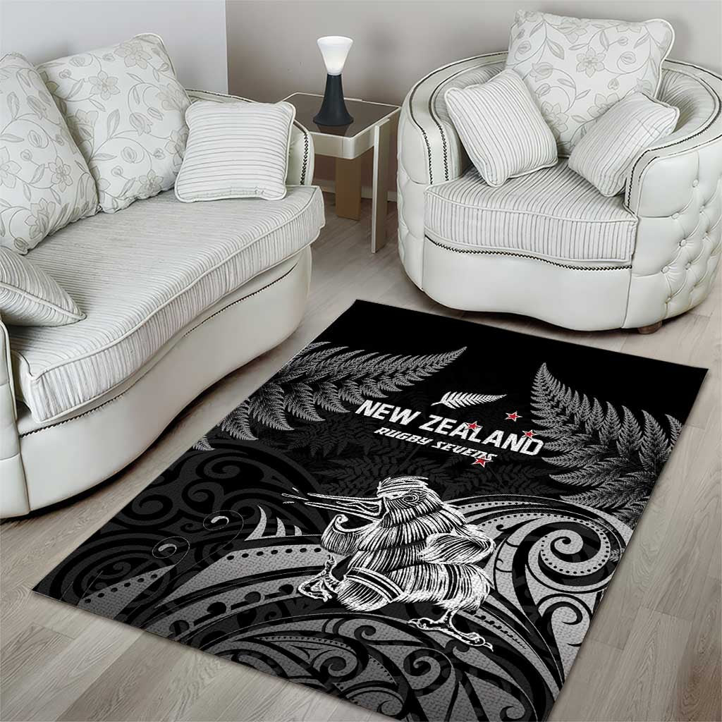 New Zealand 2024 Rugby Area Rug Silver Fern Aotearoa Kiwi - Wonder Print Shop
