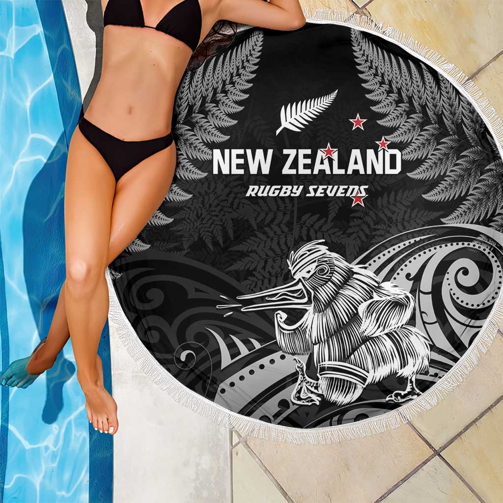 New Zealand 2024 Rugby Beach Blanket Silver Fern Aotearoa Kiwi - Wonder Print Shop