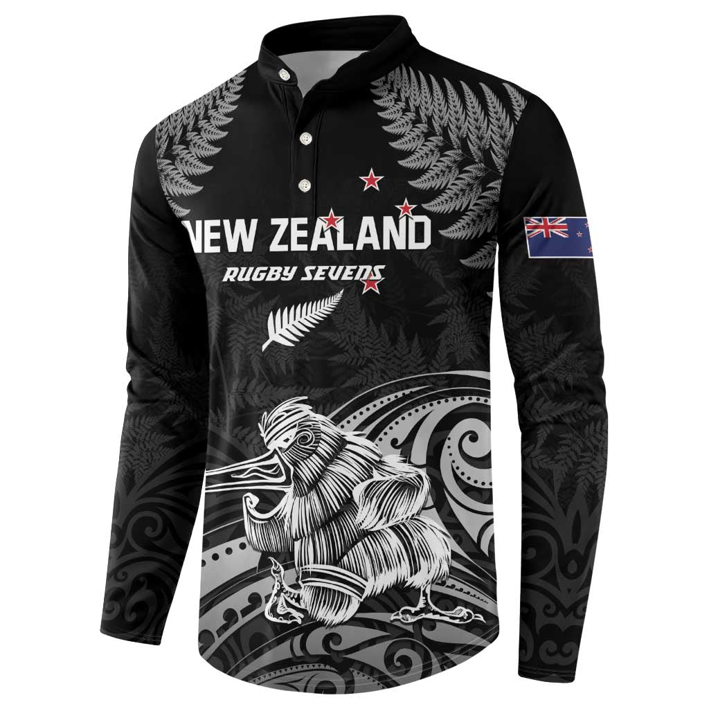 Custom New Zealand 2024 Rugby Button Sweatshirt Silver Fern Aotearoa Kiwi - Wonder Print Shop