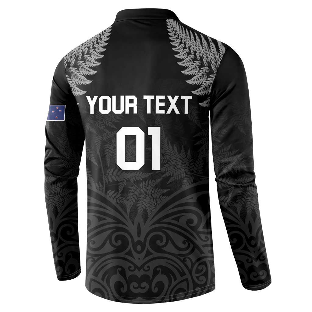 Custom New Zealand 2024 Rugby Button Sweatshirt Silver Fern Aotearoa Kiwi - Wonder Print Shop