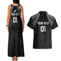 Custom New Zealand 2024 Rugby Couples Matching Tank Maxi Dress and Hawaiian Shirt Silver Fern Aotearoa Kiwi - Wonder Print Shop
