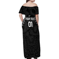 Custom New Zealand 2024 Rugby Family Matching Off Shoulder Maxi Dress and Hawaiian Shirt Silver Fern Aotearoa Kiwi - Wonder Print Shop