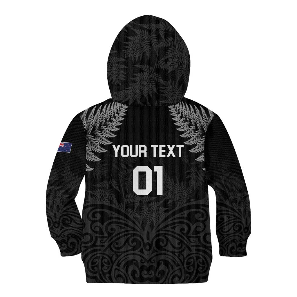 Custom New Zealand 2024 Rugby Kid Hoodie Silver Fern Aotearoa Kiwi - Wonder Print Shop