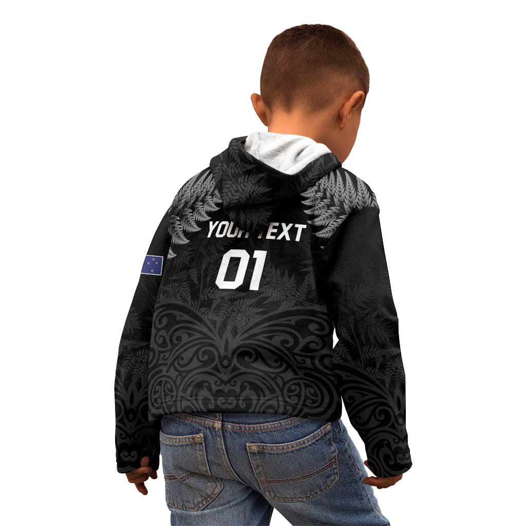 Custom New Zealand 2024 Rugby Kid Hoodie Silver Fern Aotearoa Kiwi - Wonder Print Shop