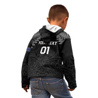 Custom New Zealand 2024 Rugby Kid Hoodie Silver Fern Aotearoa Kiwi - Wonder Print Shop