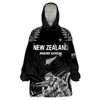 Custom New Zealand 2024 Rugby Wearable Blanket Hoodie Silver Fern Aotearoa Kiwi - Wonder Print Shop