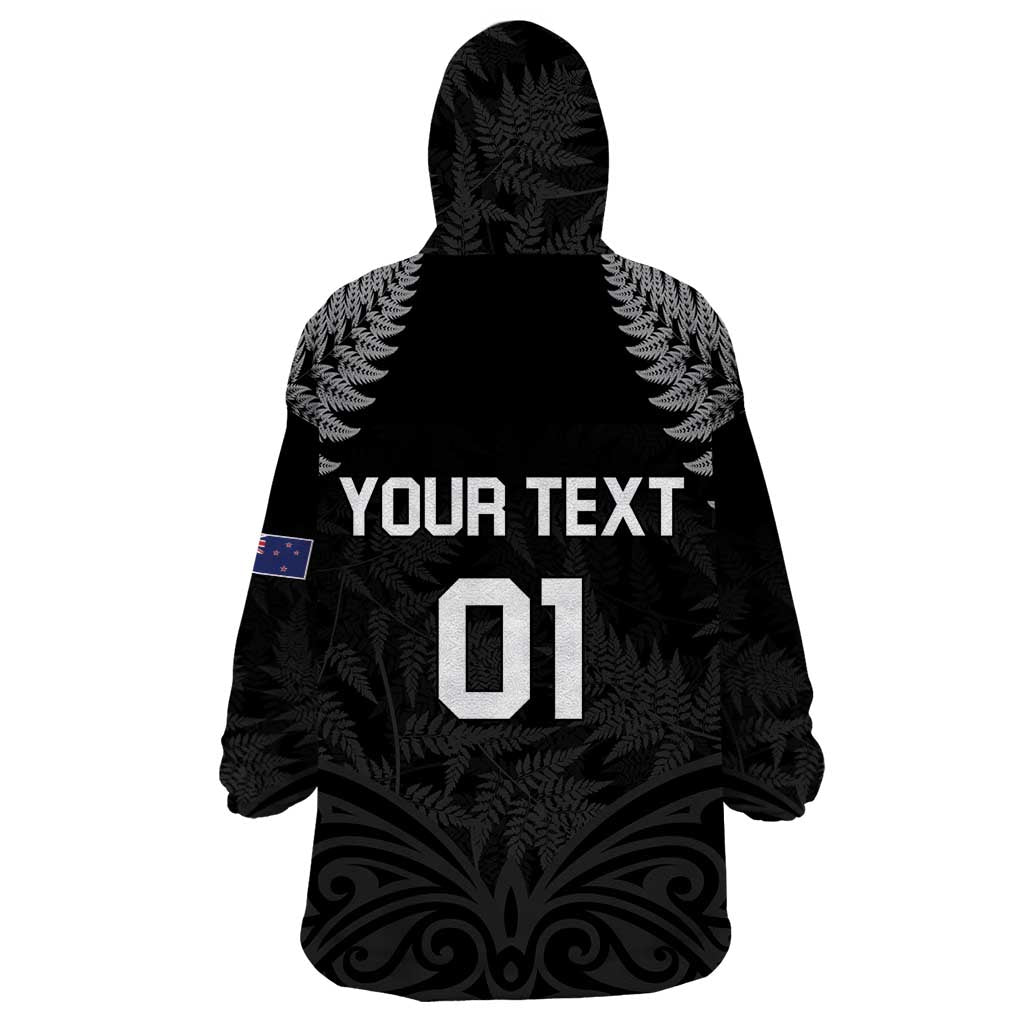 Custom New Zealand 2024 Rugby Wearable Blanket Hoodie Silver Fern Aotearoa Kiwi - Wonder Print Shop