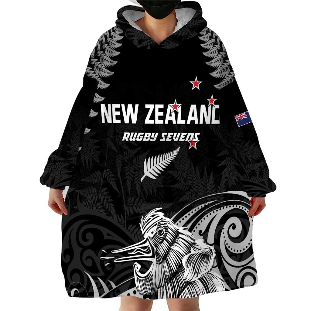 Custom New Zealand 2024 Rugby Wearable Blanket Hoodie Silver Fern Aotearoa Kiwi - Wonder Print Shop