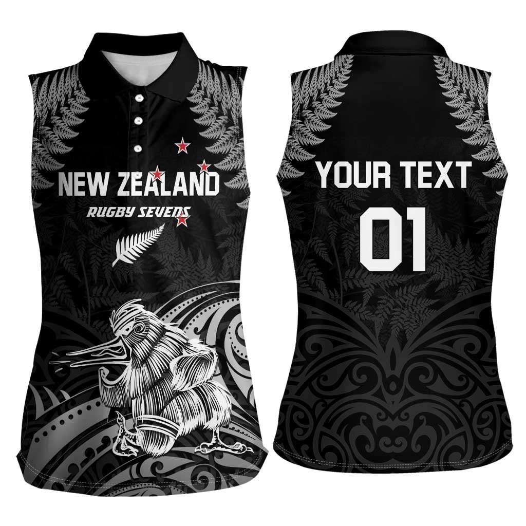 Custom New Zealand 2024 Rugby Women Sleeveless Polo Shirt Silver Fern Aotearoa Kiwi - Wonder Print Shop