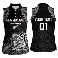 Custom New Zealand 2024 Rugby Women Sleeveless Polo Shirt Silver Fern Aotearoa Kiwi - Wonder Print Shop