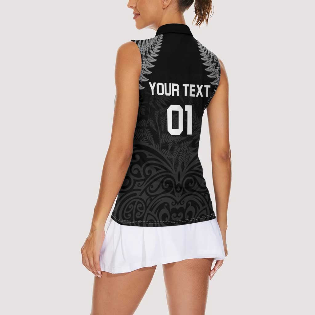 Custom New Zealand 2024 Rugby Women Sleeveless Polo Shirt Silver Fern Aotearoa Kiwi - Wonder Print Shop