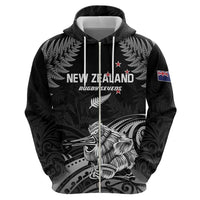 Custom New Zealand 2024 Rugby Zip Hoodie Silver Fern Aotearoa Kiwi - Wonder Print Shop
