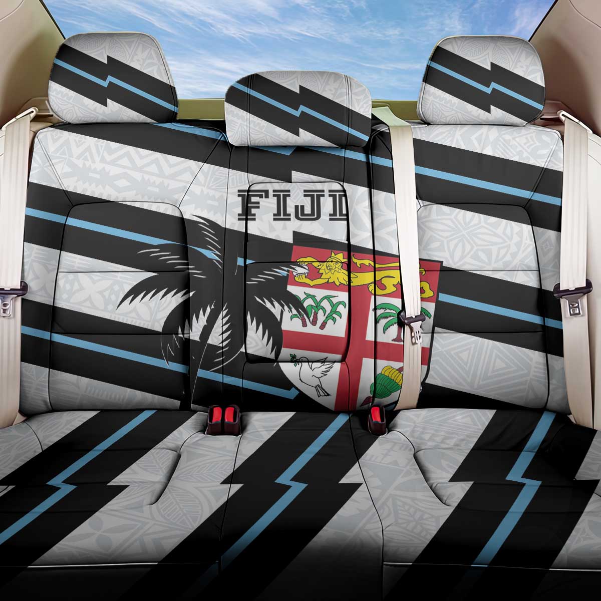 Fiji 2024 Rugby Back Car Seat Cover Fijian Tapa Pattern - Wonder Print Shop