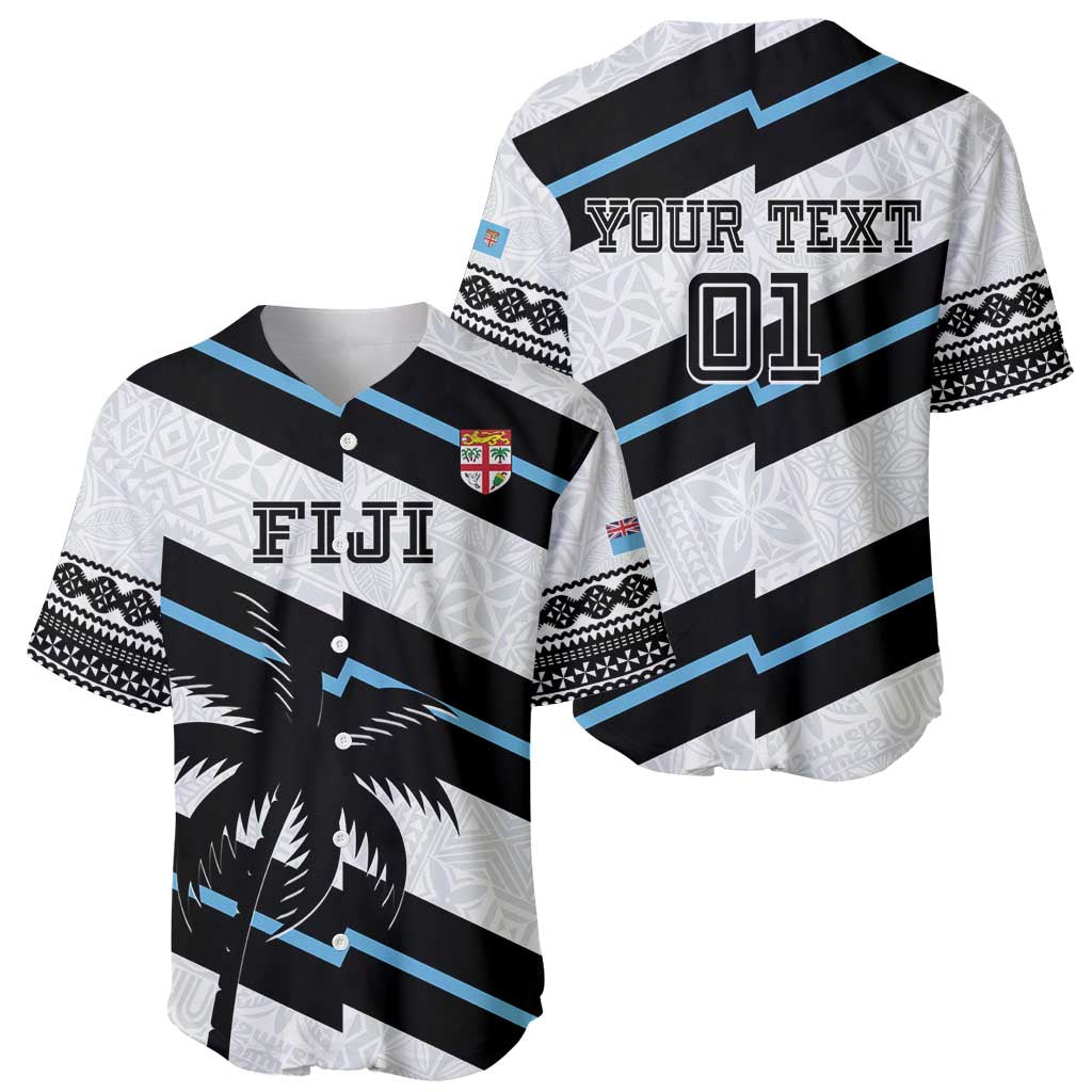 Custom Fiji 2024 Rugby Baseball Jersey Fijian Tapa Pattern - Wonder Print Shop