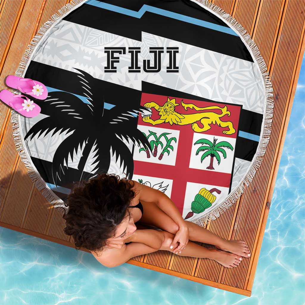 Fiji 2024 Rugby Beach Blanket Fijian Tapa Pattern - Wonder Print Shop