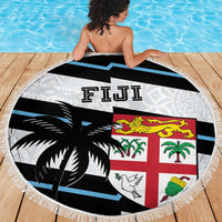 Fiji 2024 Rugby Beach Blanket Fijian Tapa Pattern - Wonder Print Shop