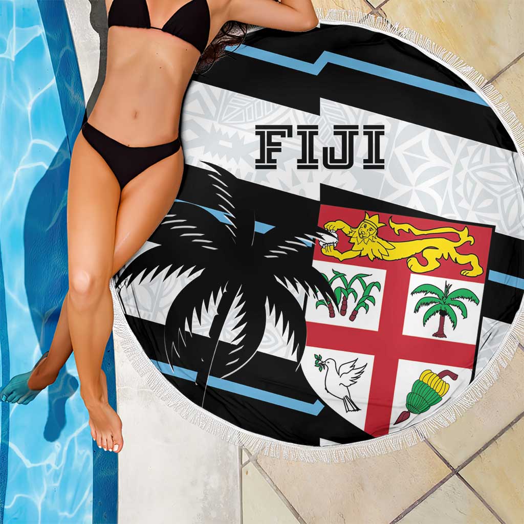 Fiji 2024 Rugby Beach Blanket Fijian Tapa Pattern - Wonder Print Shop