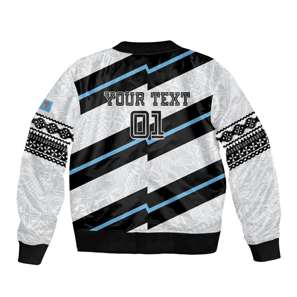 Custom Fiji 2024 Rugby Bomber Jacket Fijian Tapa Pattern - Wonder Print Shop