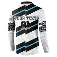 Custom Fiji 2024 Rugby Button Sweatshirt Fijian Tapa Pattern - Wonder Print Shop