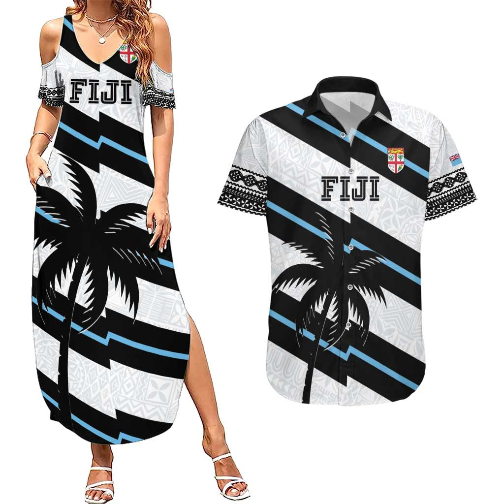 Custom Fiji 2024 Rugby Couples Matching Summer Maxi Dress and Hawaiian Shirt Fijian Tapa Pattern - Wonder Print Shop