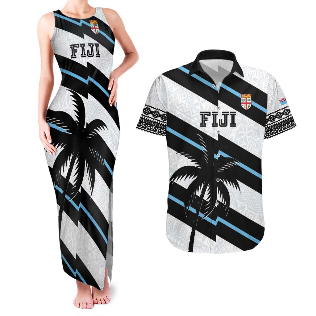 Custom Fiji 2024 Rugby Couples Matching Tank Maxi Dress and Hawaiian Shirt Fijian Tapa Pattern - Wonder Print Shop