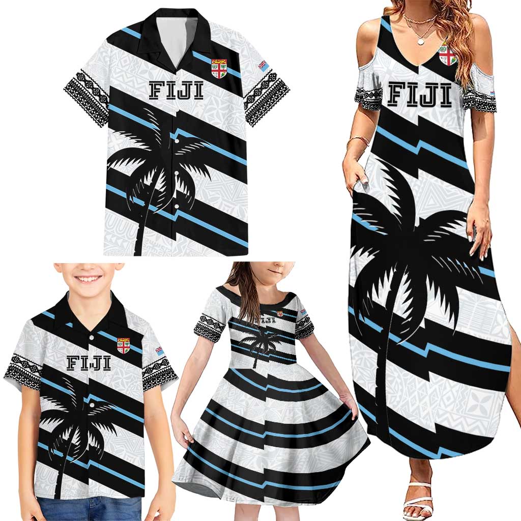 Custom Fiji 2024 Rugby Family Matching Summer Maxi Dress and Hawaiian Shirt Fijian Tapa Pattern - Wonder Print Shop