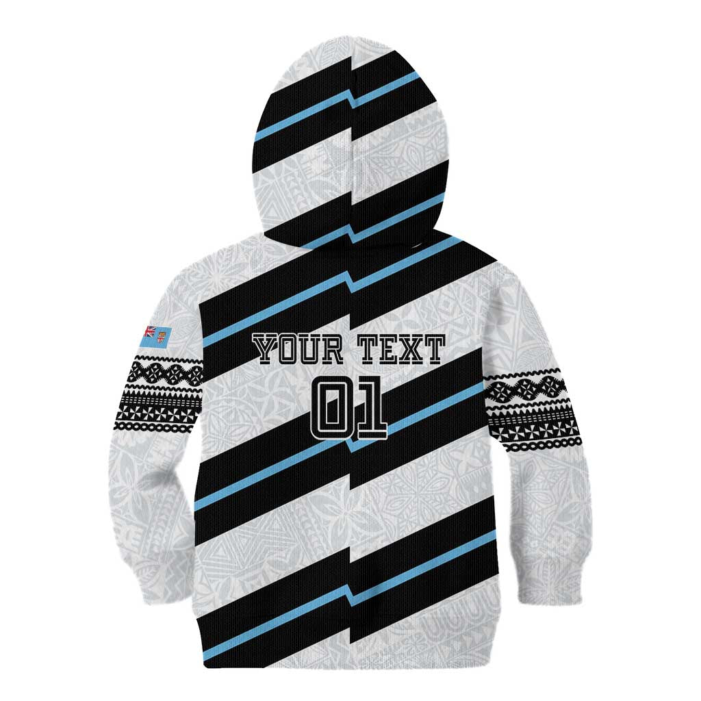 Custom Fiji 2024 Rugby Kid Hoodie Fijian Tapa Pattern - Wonder Print Shop