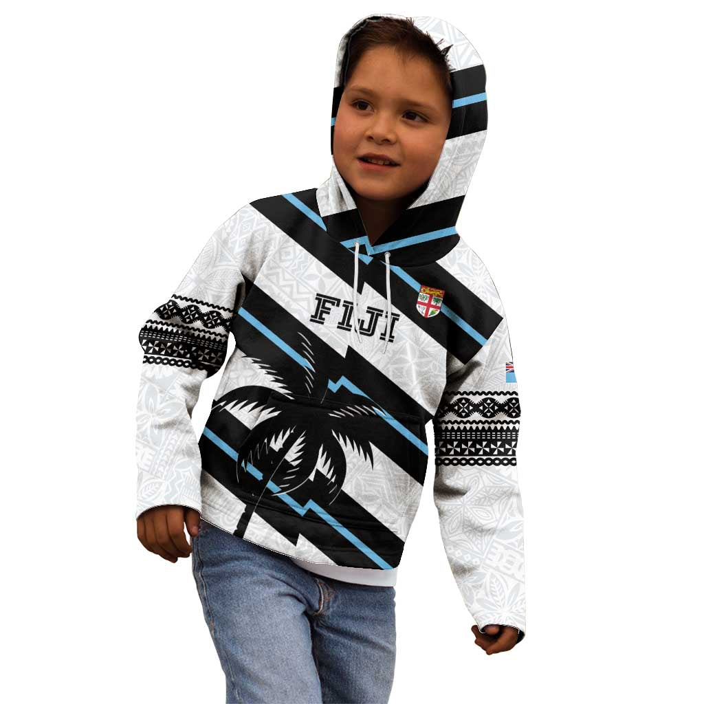Custom Fiji 2024 Rugby Kid Hoodie Fijian Tapa Pattern - Wonder Print Shop