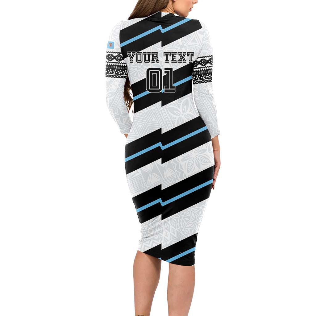Custom Fiji 2024 Rugby Long Sleeve Bodycon Dress Fijian Tapa Pattern - Wonder Print Shop