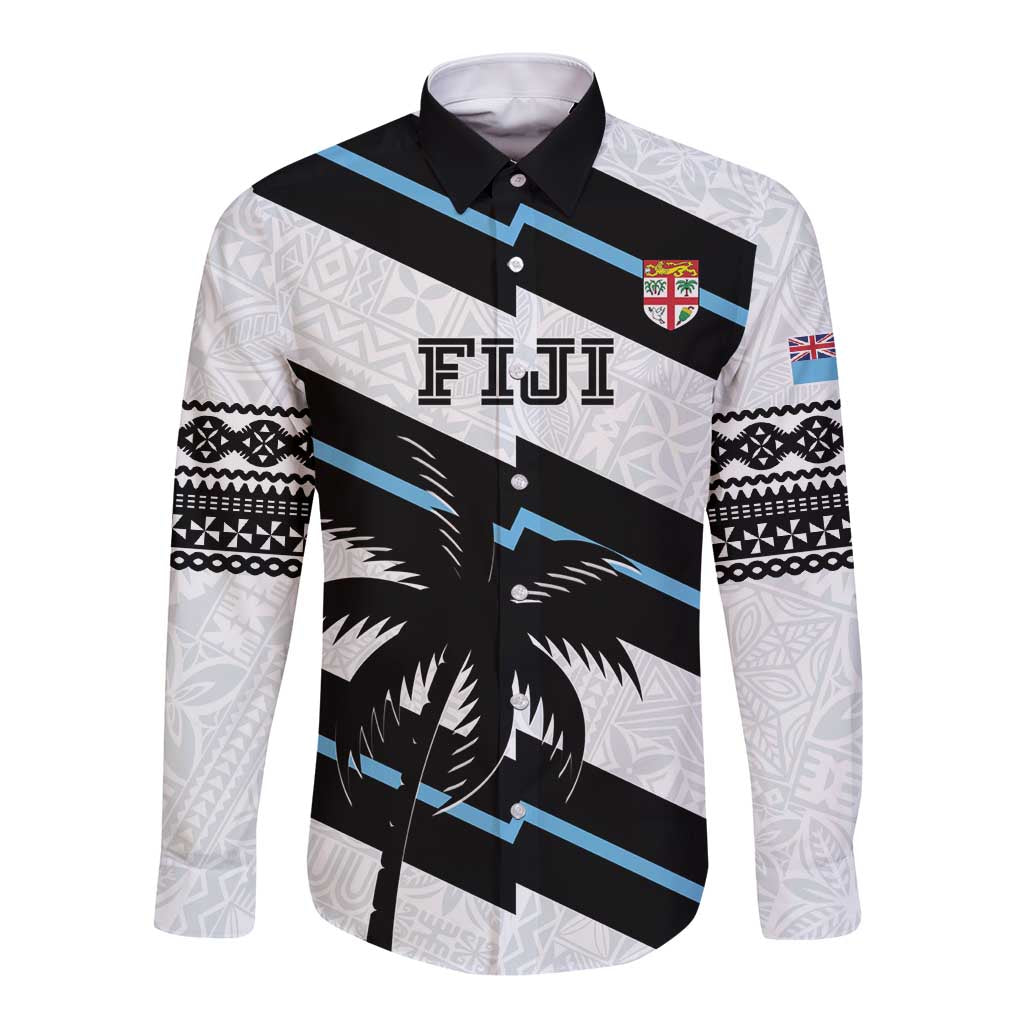 Custom Fiji 2024 Rugby Long Sleeve Button Shirt Fijian Tapa Pattern - Wonder Print Shop