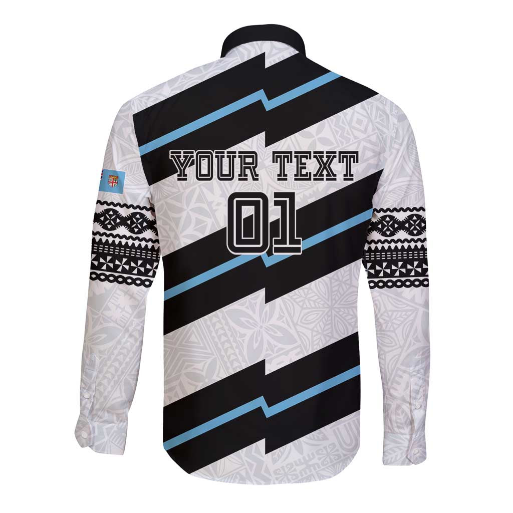 Custom Fiji 2024 Rugby Long Sleeve Button Shirt Fijian Tapa Pattern - Wonder Print Shop