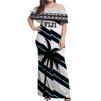 Custom Fiji 2024 Rugby Off Shoulder Maxi Dress Fijian Tapa Pattern - Wonder Print Shop