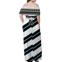 Custom Fiji 2024 Rugby Off Shoulder Maxi Dress Fijian Tapa Pattern - Wonder Print Shop