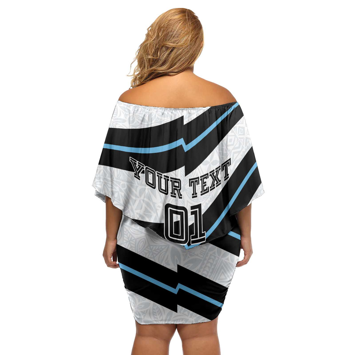 Custom Fiji 2024 Rugby Off Shoulder Short Dress Fijian Tapa Pattern - Wonder Print Shop