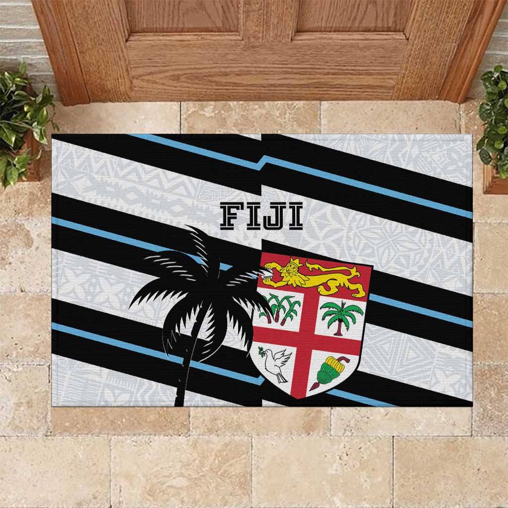 Fiji 2024 Rugby Rubber Doormat Fijian Tapa Pattern - Wonder Print Shop