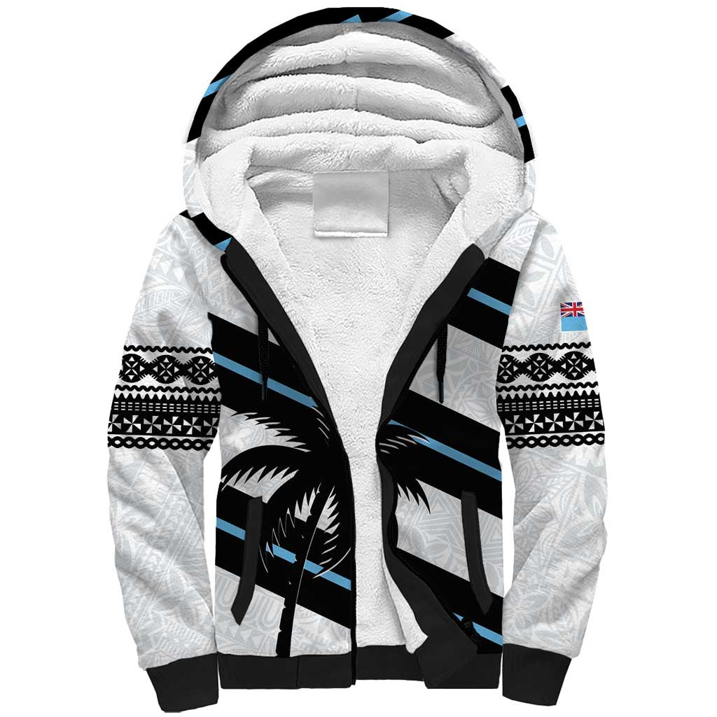 Custom Fiji 2024 Rugby Sherpa Hoodie Fijian Tapa Pattern - Wonder Print Shop