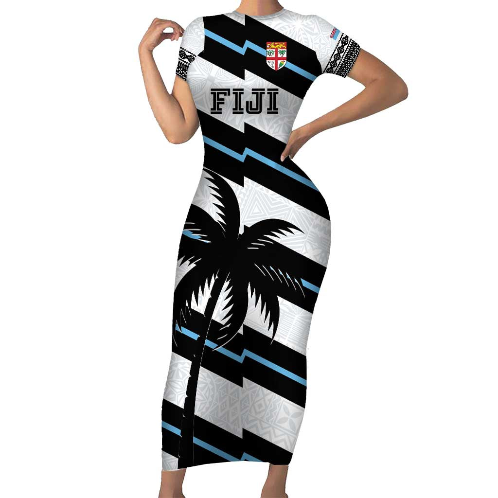 Custom Fiji 2024 Rugby Short Sleeve Bodycon Dress Fijian Tapa Pattern - Wonder Print Shop