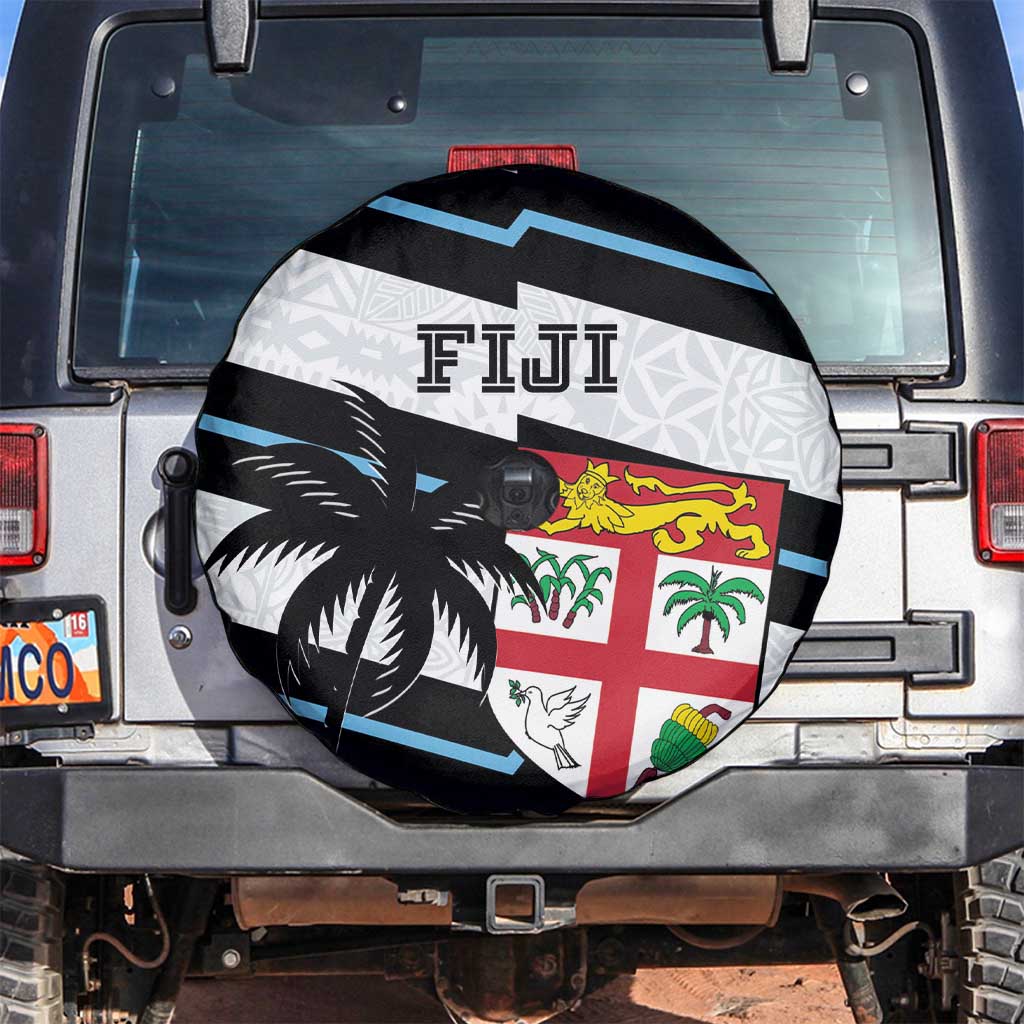 Fiji 2024 Rugby Spare Tire Cover Fijian Tapa Pattern - Wonder Print Shop