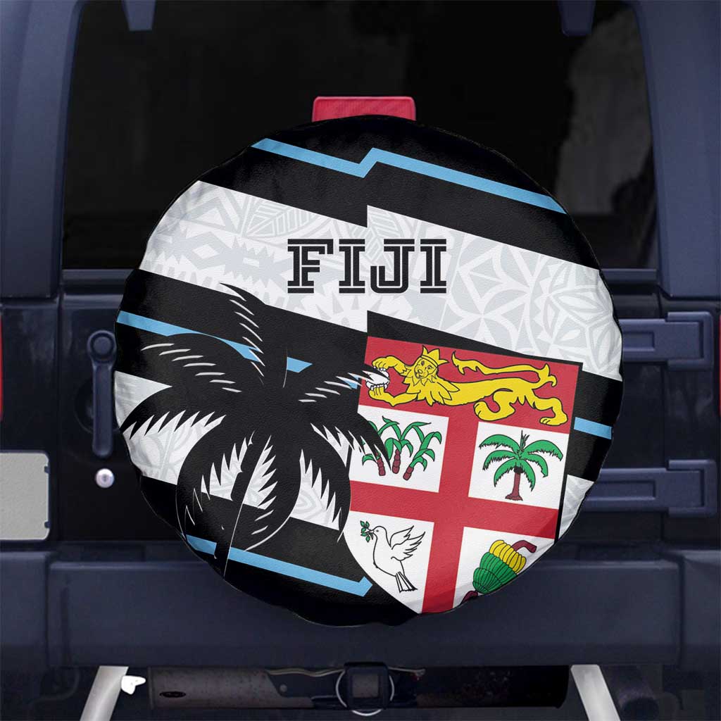 Fiji 2024 Rugby Spare Tire Cover Fijian Tapa Pattern - Wonder Print Shop
